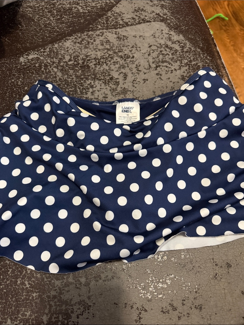 Lands' End Navy and White Polka Dot swim Skirt size 10